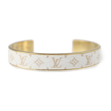 Louis Vuitton Jonk Wilde LV Monogram Bracelet Bangle M67783 Notation Size S Metal Gold White Series C Cuff