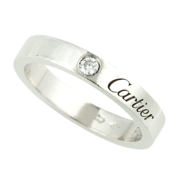 Cartier C de Engraved Ring Platinum Pt950 1P Diamond #47 No. 7 Logo