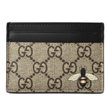 Gucci Card Case/Business Holder GUCCI GG Supreme Bee Print/B Beige/Ebony/Black 451277