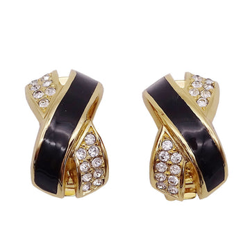 Christian Dior Earrings Women's Gold Black Cloth