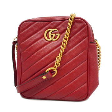 Gucci GG Marmont Shoulder Bag 447632 Women's Leather Shoulder Bag Red Color