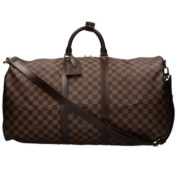 Louis Vuitton Keepall Bandouliere 55 Damier Boston Bag Canvas Brown Unisex