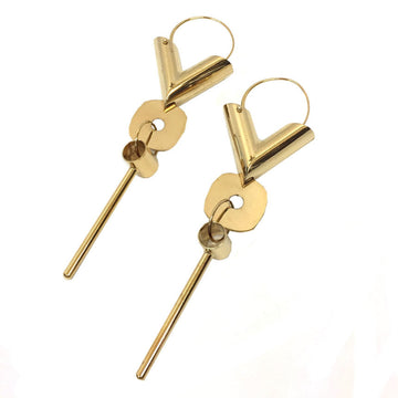 Super rare Louis Vuitton essential V single hoop earrings MP1455 long pierced gold accessories