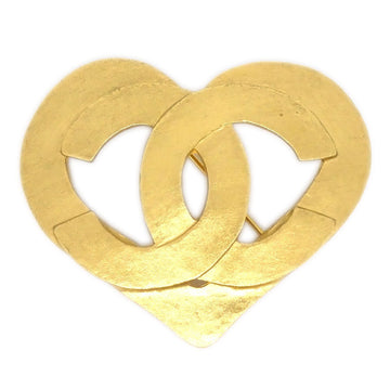 CHANEL Heart Brooch Gold 95P 91499