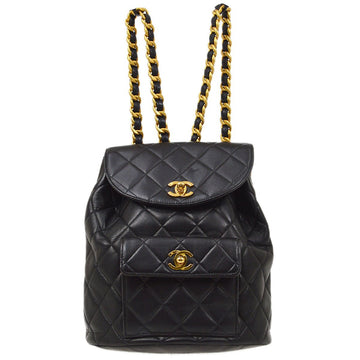 CHANEL DUMA Chain Backpack Black Lambskin 62911