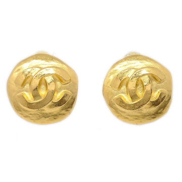 CHANEL Button Earrings Gold 95A 01166