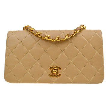 CHANEL Full Flap Single Chain Shoulder Bag Beige 03486