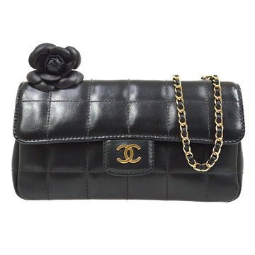 CHANEL Camellia Choco Bar Single Chain Shoulder Bag Black 02065
