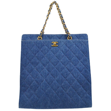 CHANEL 1997-1999 Chain Hand Tote Bag Indigo Denim AK25810j