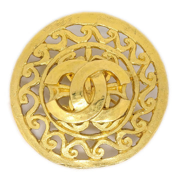 CHANEL Medallion Brooch Pin Gold 95A 52023