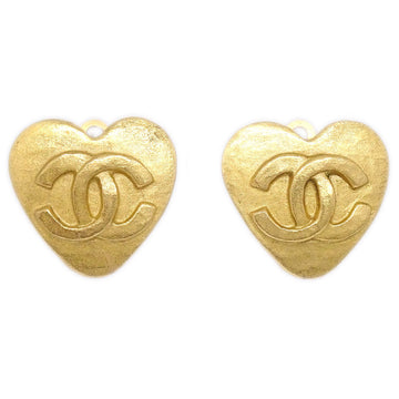CHANEL Heart Earrings Gold 95P 73733