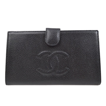 CHANEL 2005-2006 Long Wallet Caviar Black T04443