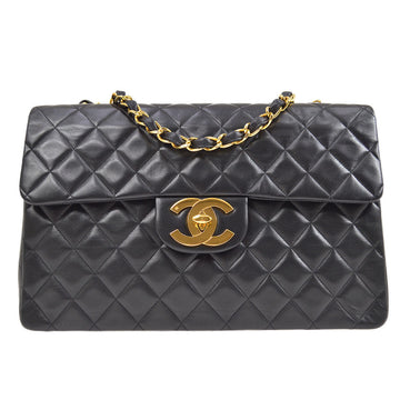 CHANEL Classic Flap Maxi Chain Shoulder Bag Black Lambskin 94639