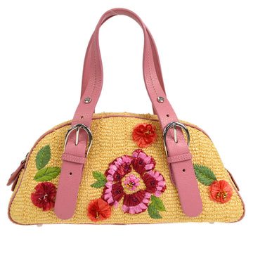 Christian Dior 2005 Floral Straw Handbag 16670