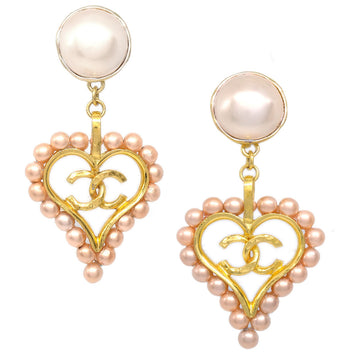 CHANEL 1993 Faux Pearl Heart Earrings 28 25859