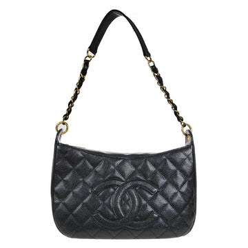 CHANEL 2000-2001 Handbag Black Caviar 17997