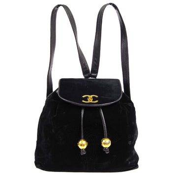 CHANEL 1991-1994 Backpack Black Velvet AK25677k