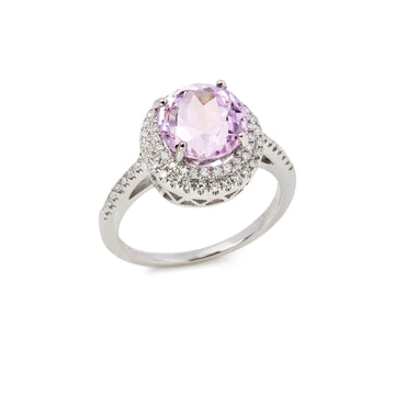 David Jerome 407 Round Cut Kunzite and Diamond Ring