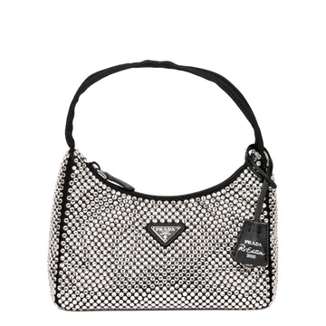 Prada Black Crystalised Satin Re-Edition 2005 Mini Bag