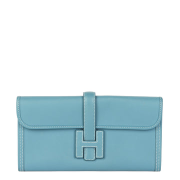 Hermes Blue Jean Swift Leather Jige Elan 29 Clutch