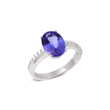 David Jerome Certified 258ct Oval Cut Tanzanite and Diamond Ring