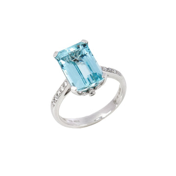 David Jerome Certified 561ct Emerald Cut Aquamarine and Diamond Ring