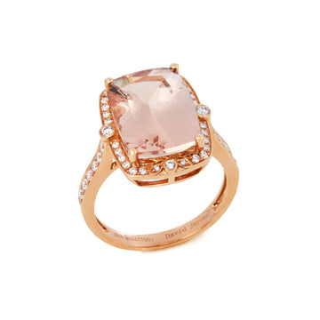 David Jerome Certified 636ct Cushion Cut Morganite and Diamond Ring