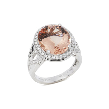 David Jerome Certified 698ct Oval Cut Morganite and Diamond Ring