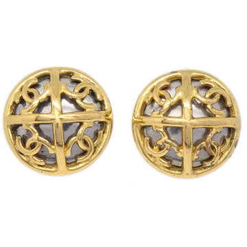 CHANEL Button Earrings Gold Clip-On 93P/2941 60253