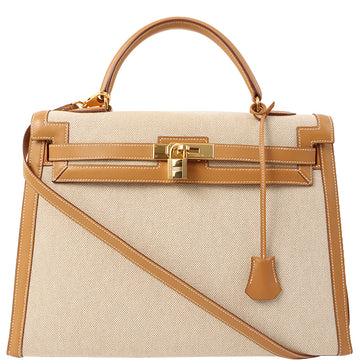 Hermes 1999 Made Kelly Bag 35Cm Natural/Natural