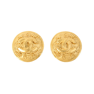 Chanel 1995 Made Round Design Cc Mark Earrings