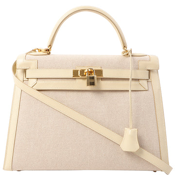 Hermes 1996 Made Kelly Bag 32Cm Natural/Ivory