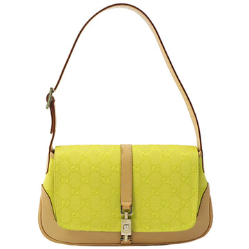 Gucci Canvas Leather Gg Pattern Jackie Lime Green