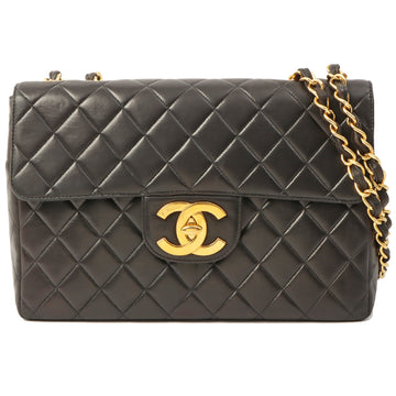 Chanel Around 1995 Made Classic Flap Chain Bag Jumbo Black