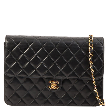 Chanel Around 2001 Made Straight Flap Turn-Lock Chain Bag Black