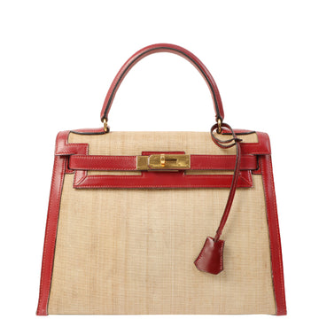 Hermes 1985 Made Kelly Bag 28Cm Natural/Rouge Ash