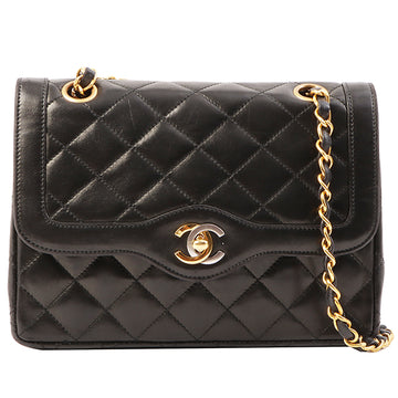 Chanel Around 1995 Made Paris Limited Design Flap Chain Bag Black