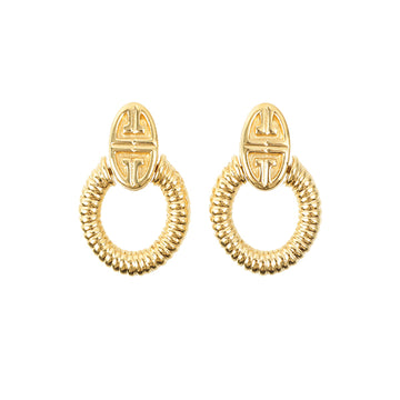 Givenchy Logo Plate Hoop Swing Earrings