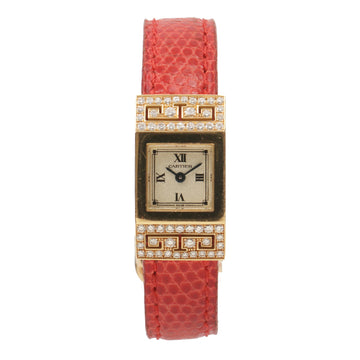 Cartier 18K Diamond Bezel Tank Maillon Red