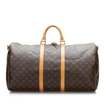 Louis Vuitton Monogram Keepall Bandouliere 55 Travel Bag