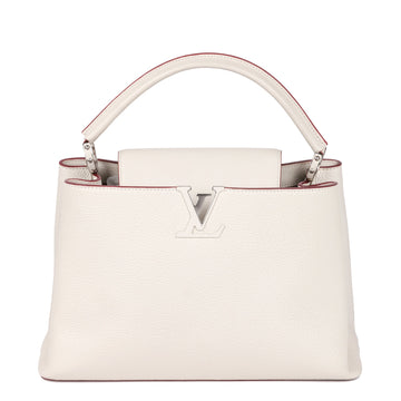 Louis Vuitton White Taurillon Leather Capucines MM Top Handle Bag