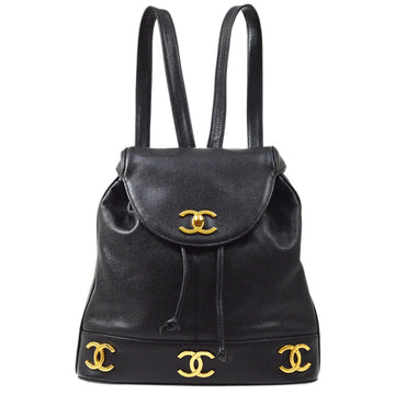 CHANEL vintage Triple CC Backpack Black Caviar ao31951