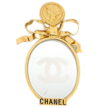 CHANEL Mirror Brooch Pin Gold ao33558