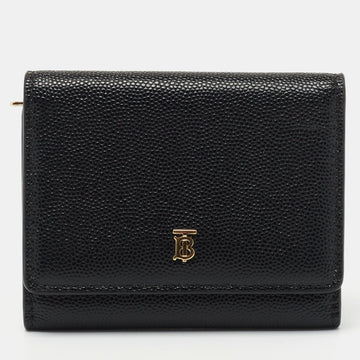 Burberry Black Leather Sidney Trifold Card Case