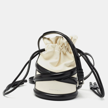 Alexander McQueen Ivory/Black Leather The Soft Curve Bucket Bag