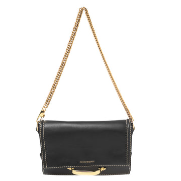 Alexander McQueen Black Leather The Story Shoulder Bag