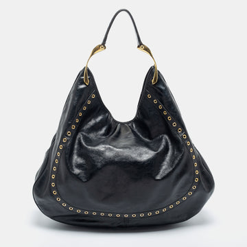 Alexander McQueen Black  Leather Wishbone Hobo