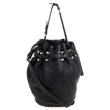 Alexander Wang Black Textured Leather Diego Bucket Bag