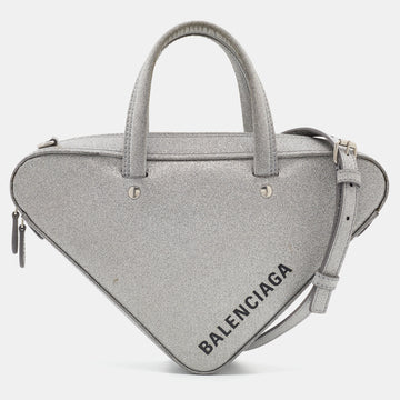 Balenciaga Silver Glitter XS Triangle Duffle Shoulder Bag