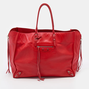 Balenciaga Red Leather Papier A4 Tote